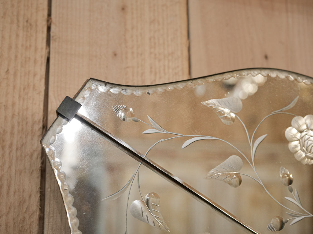 Authentic scalloped crest mirror