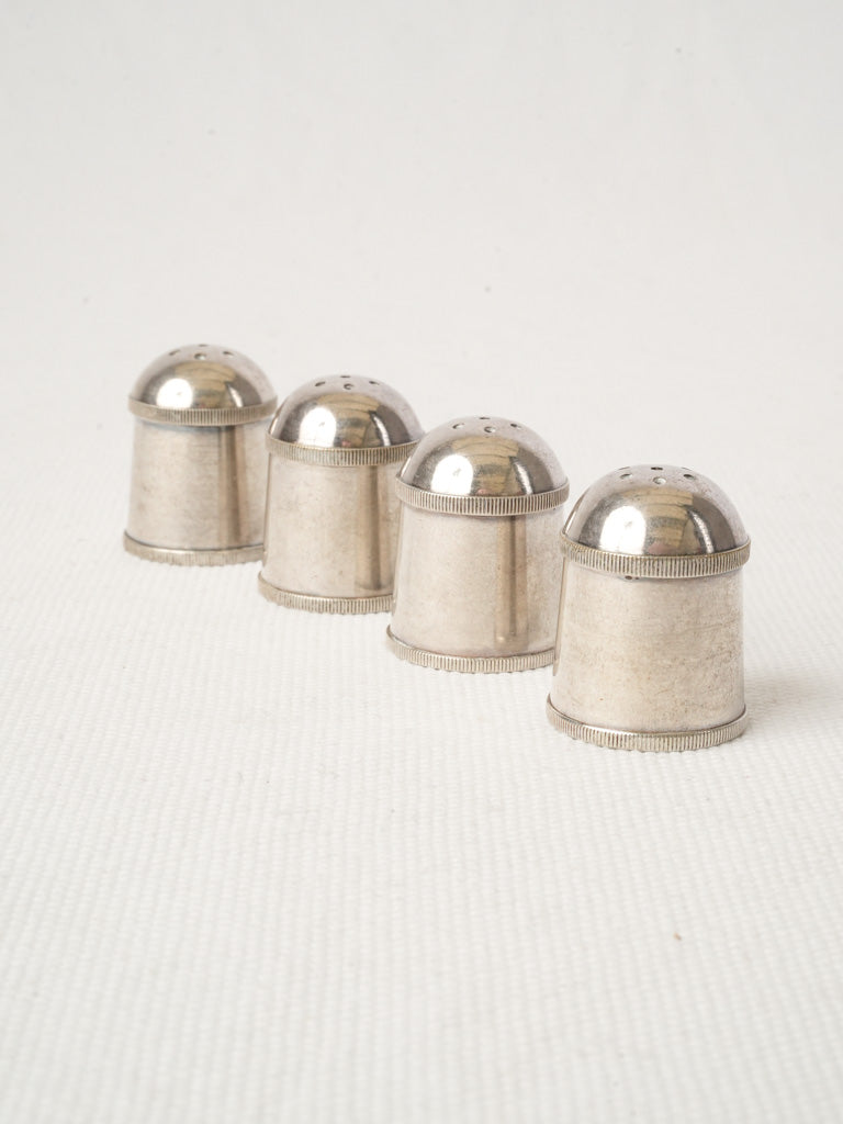 Adorable Set of Four Petite Gallia Silver-Plated Salt Shakers c.1930s - 1¼"