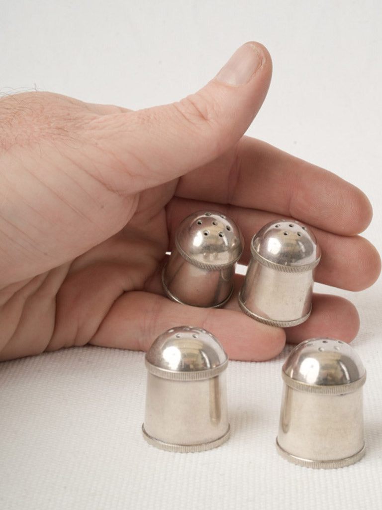 Adorable Set of Four Petite Gallia Silver-Plated Salt Shakers c.1930s - 1¼"