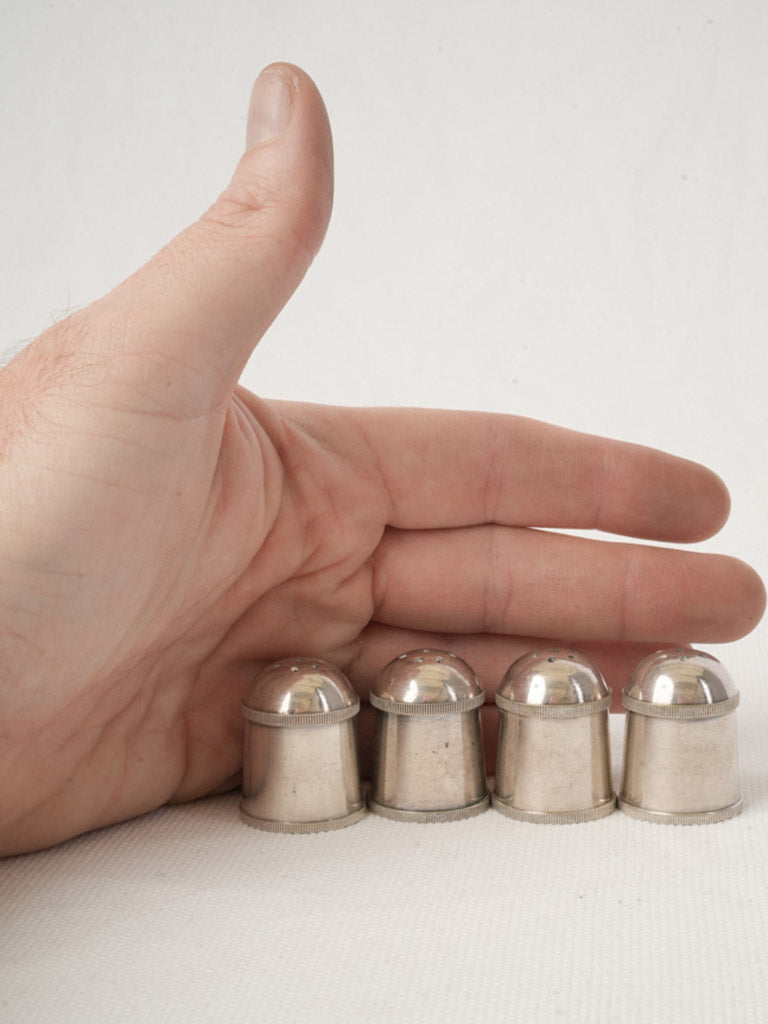 Adorable Set of Four Petite Gallia Silver-Plated Salt Shakers c.1930s - 1¼"