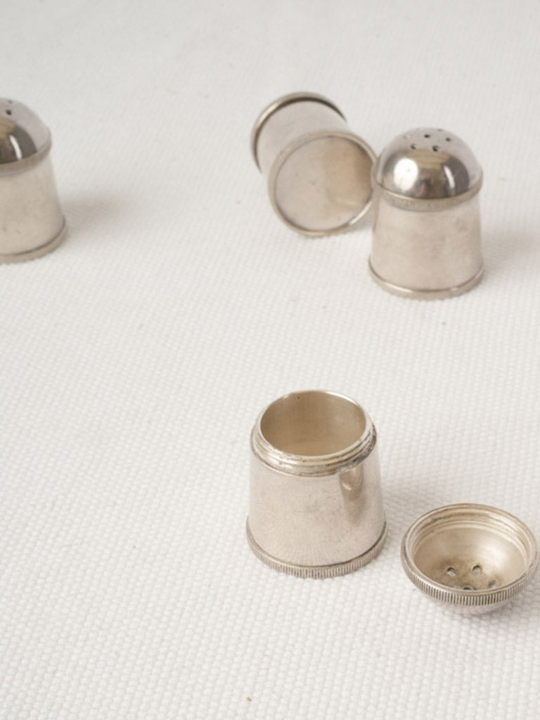 Adorable Set of Four Petite Gallia Silver-Plated Salt Shakers c.1930s - 1¼"