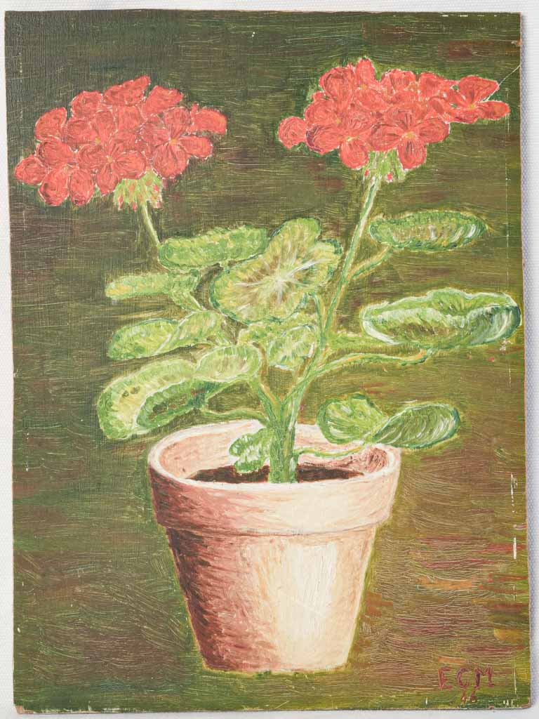 Vintage vibrant painting of geraniums