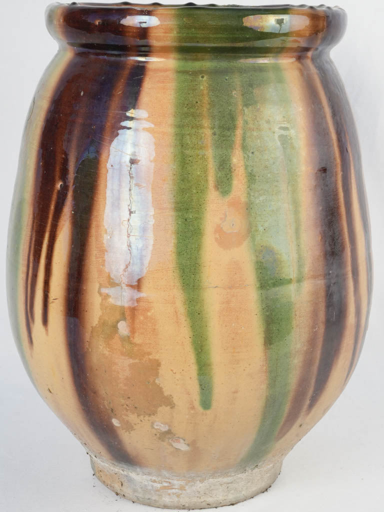 Tri-colored glazed garden planter
