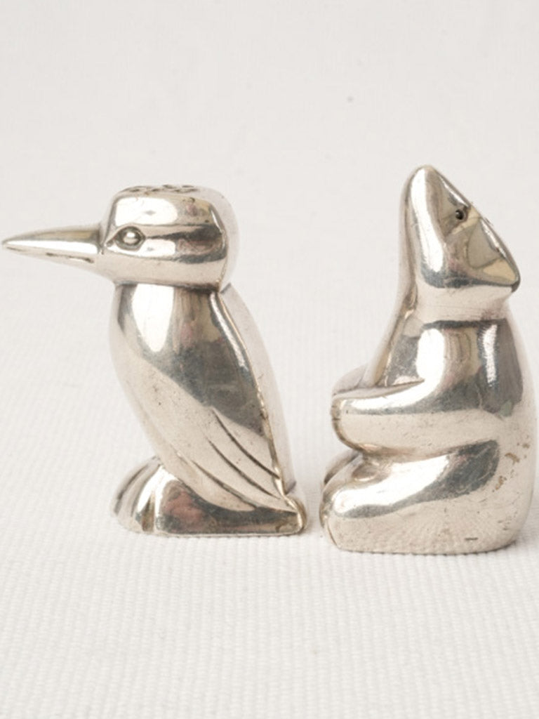 Petite Gallia Christofle Art Deco Salt & Pepper Shakers – Bear & Woodpecker - 2¼"