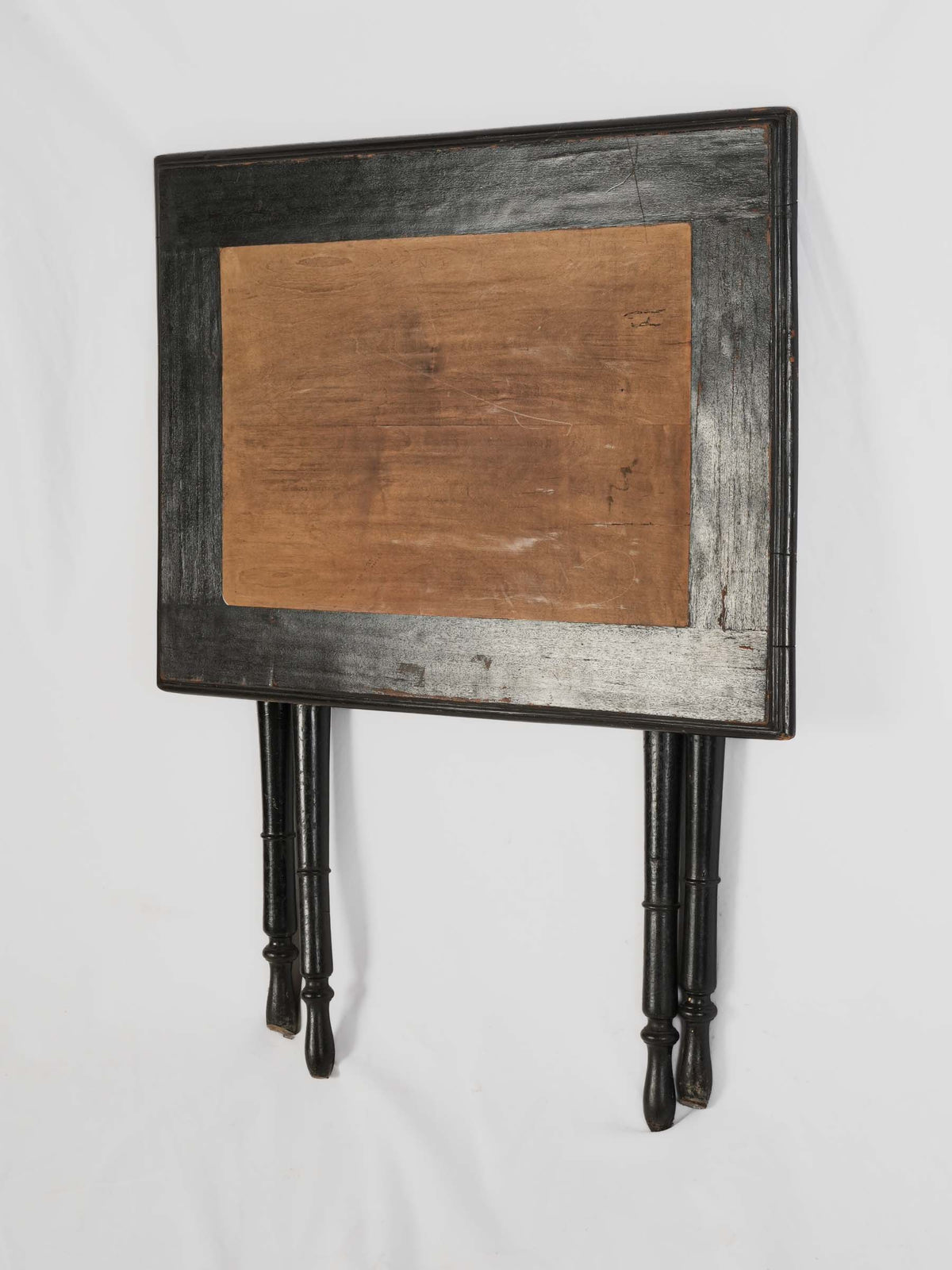Small Napoleon III Blackened Wood Folding Campaign-Style Table - 29¼" x 28¼"