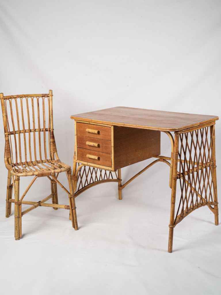 Elegant vintage bamboo desk set