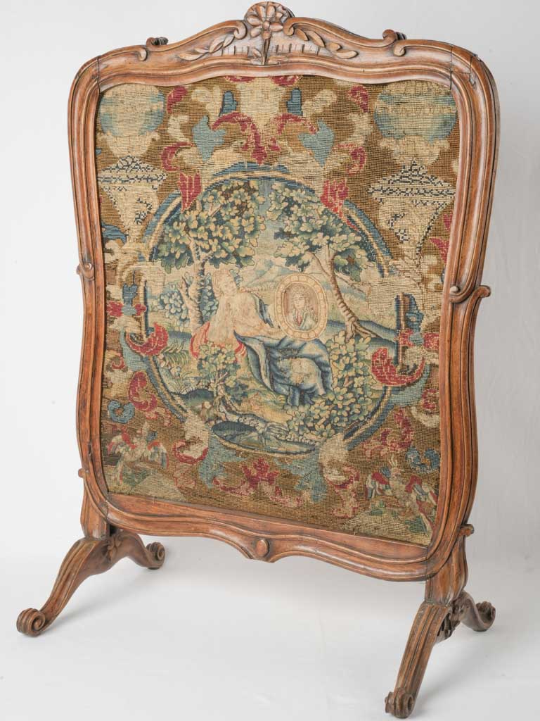 Ornate Louis XIV walnut fire screen
