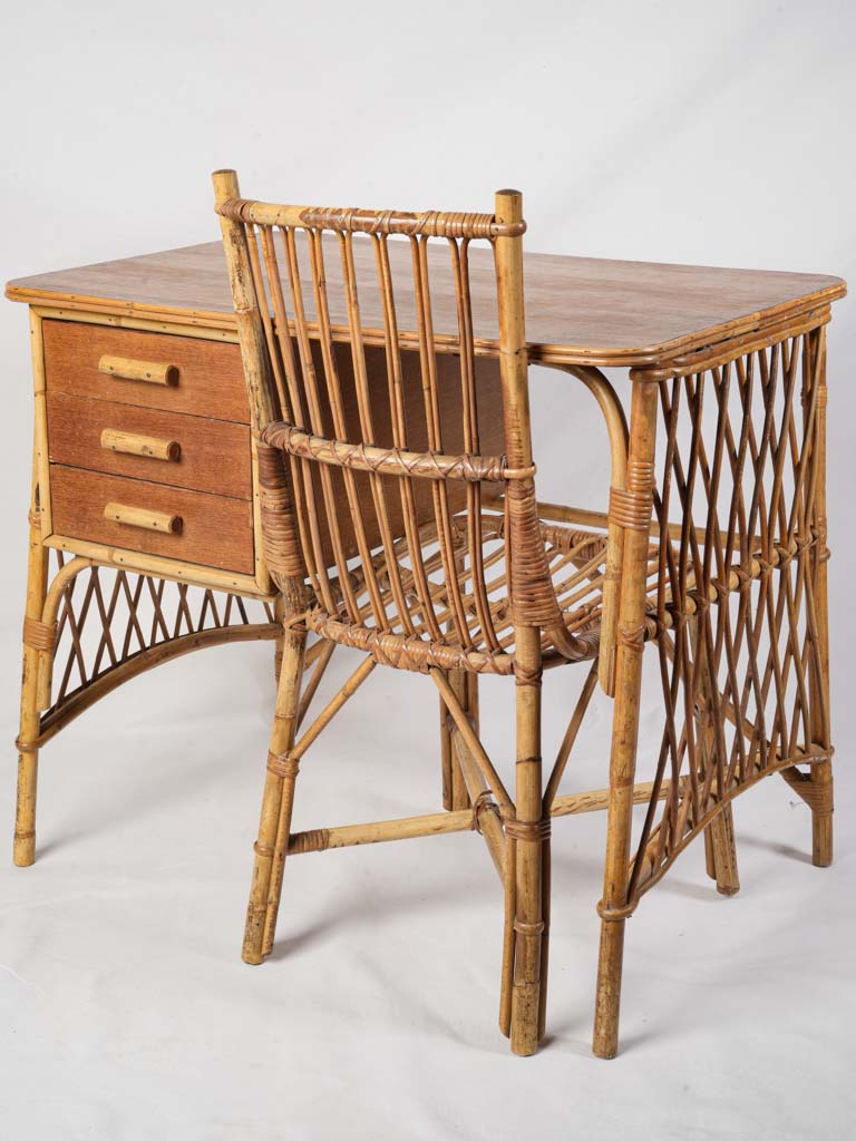 Mid-century rattan lattice furniture set  