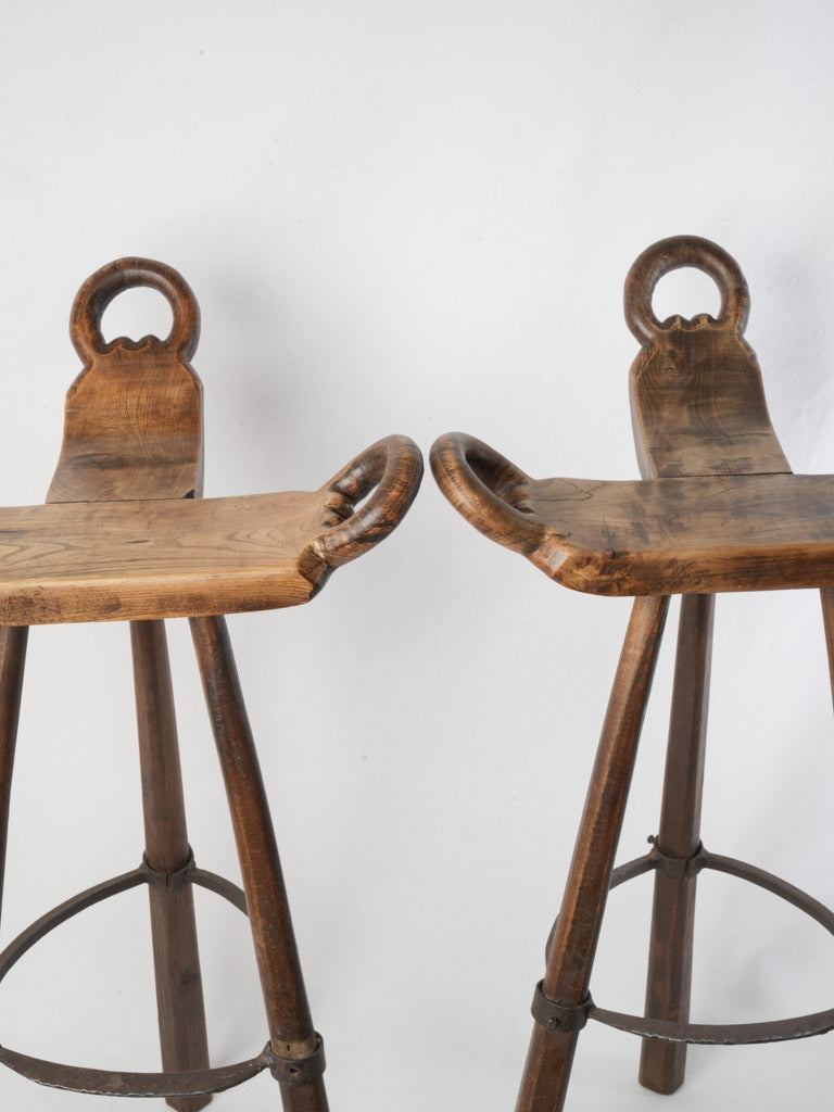Mid-century ironwork footrest stools