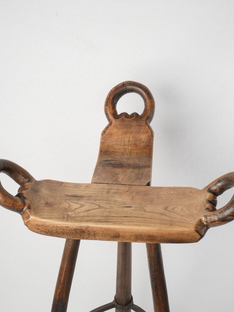 Hand-carved wood brutish stools