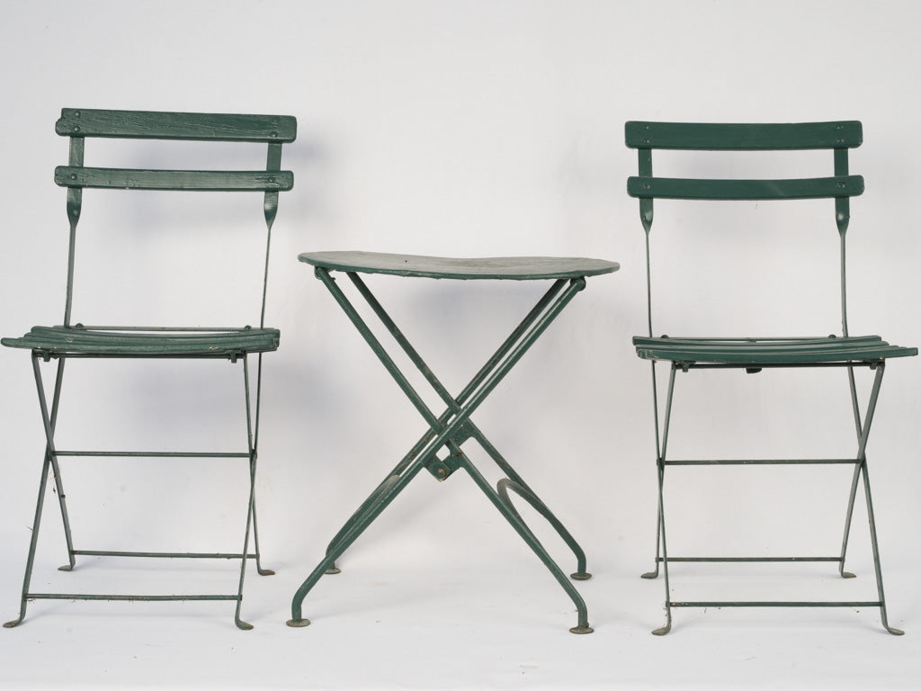 Vintage distressed cafe-style seating ensemble