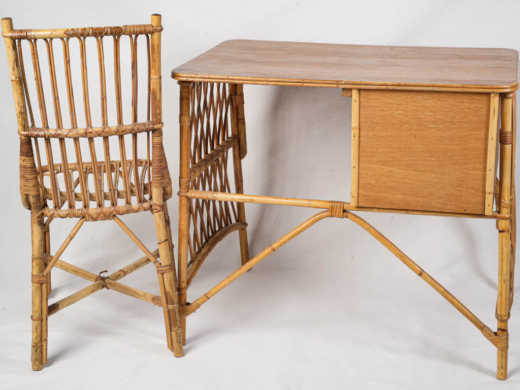 Functional mid-century writing desk set  