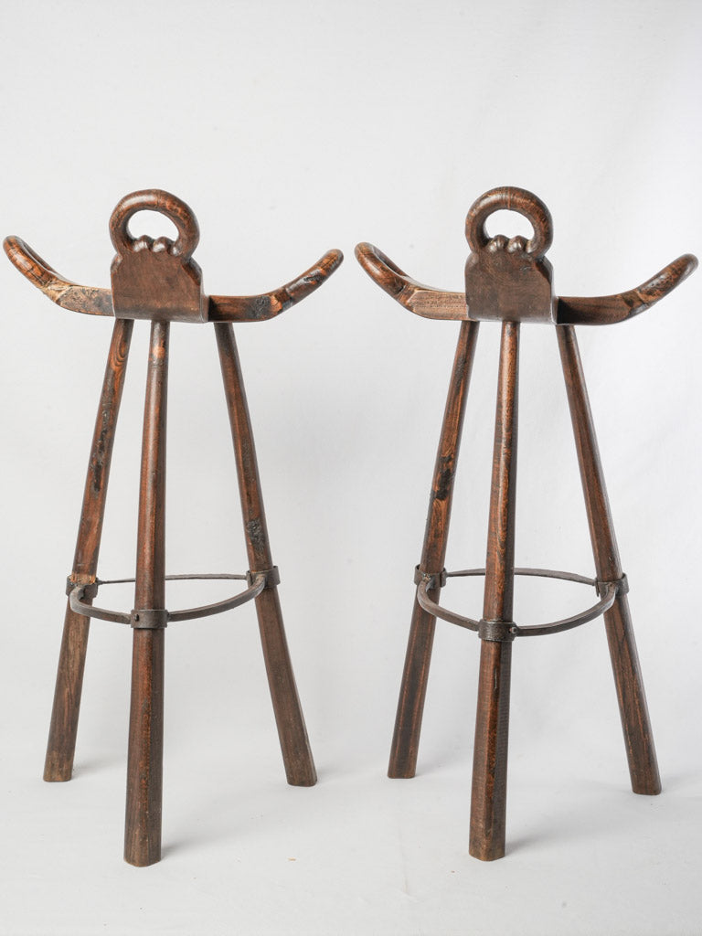 Aged rustic patina Spanish stools