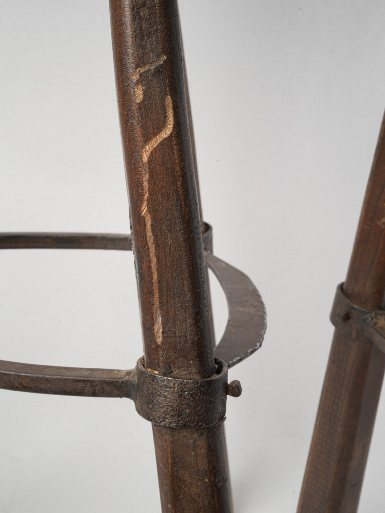 Natural wood vintage Spanish stools