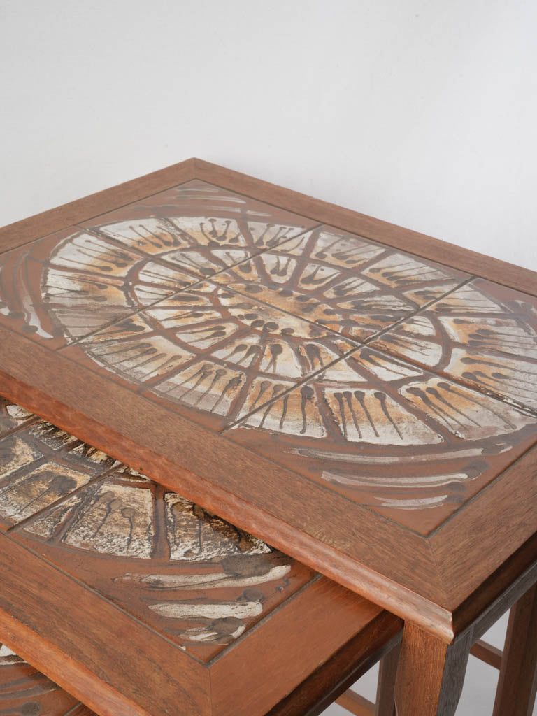 Warm wood grain coffee tables