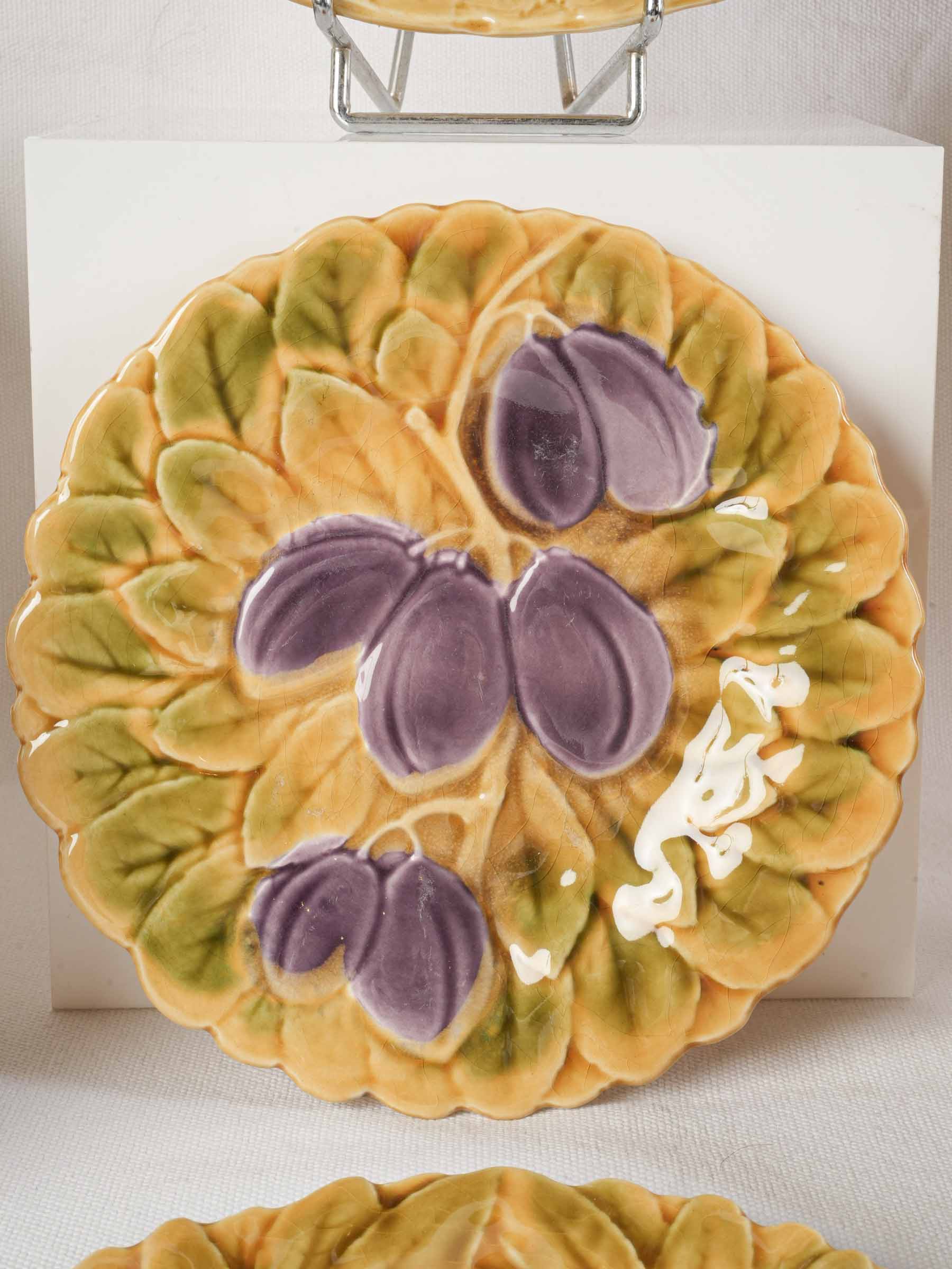 Authentic aged French majolica dish
