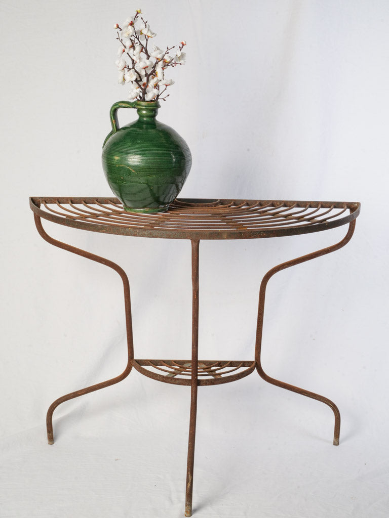 vintage pot plant stand French Half-Moon Iron Plant Stand Circa 1950