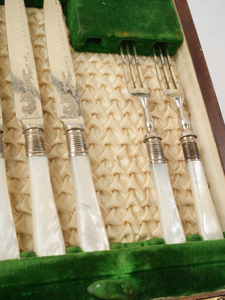 Rich emerald velvet-lined cutlery case