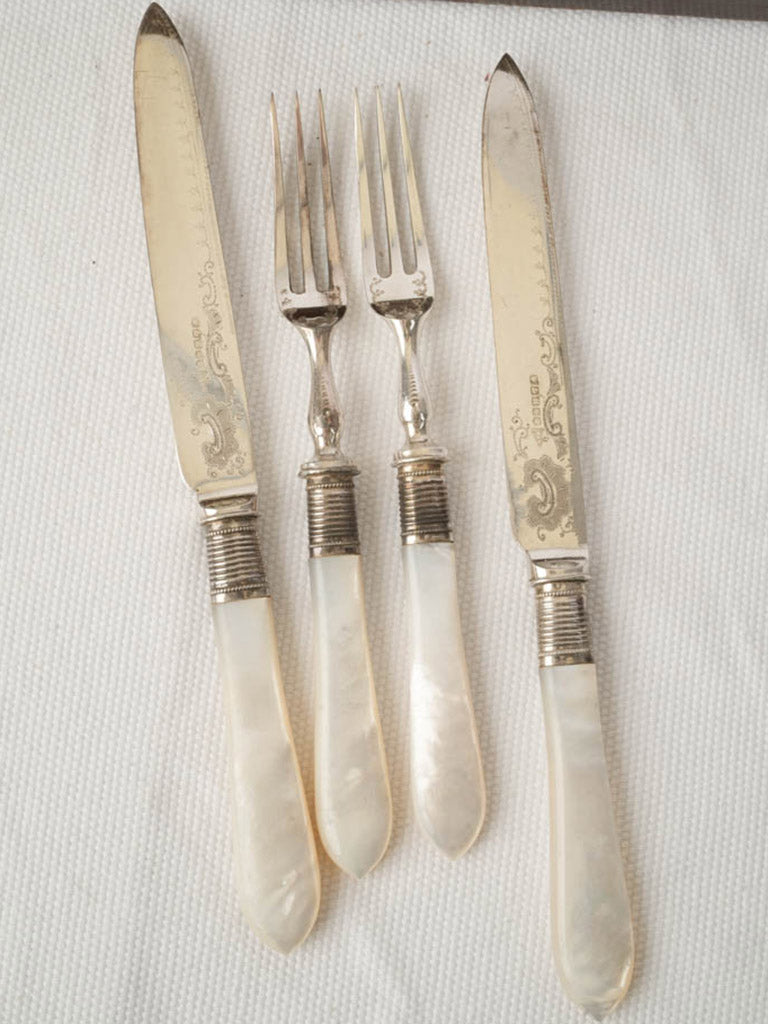 Quilted ivory satin-lined cutlery case