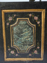 Gilded French cast iron safe with maritime scenes