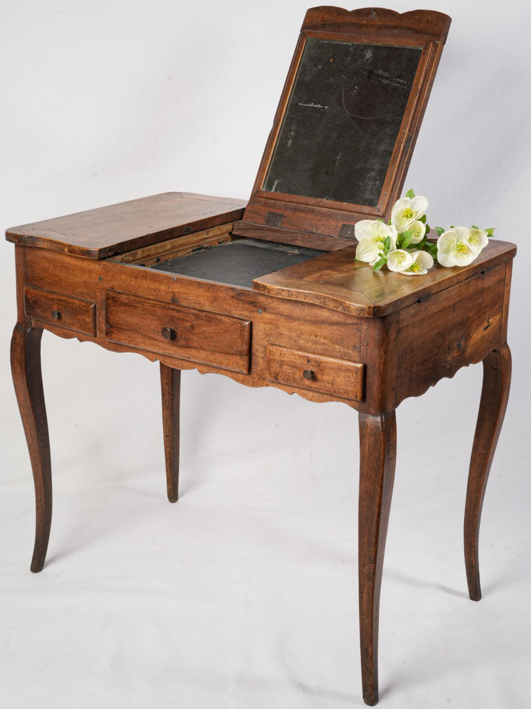 18th-Century Louis XV Walnut Dressing Table W/ Retractable Mirror