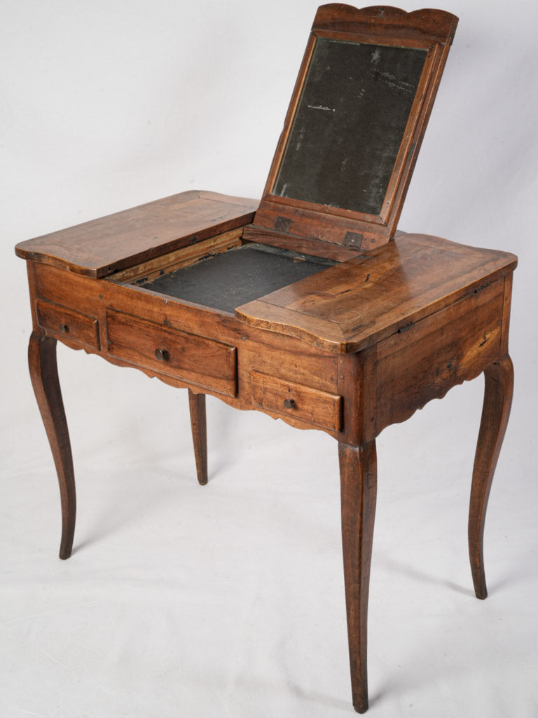 Timeworn patina walnut dressing table