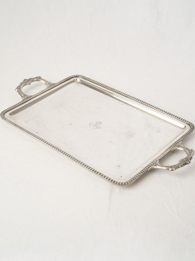 Petite Belle Époque Silver-Plated Tray w/ Monogram - 19¾" x 11"