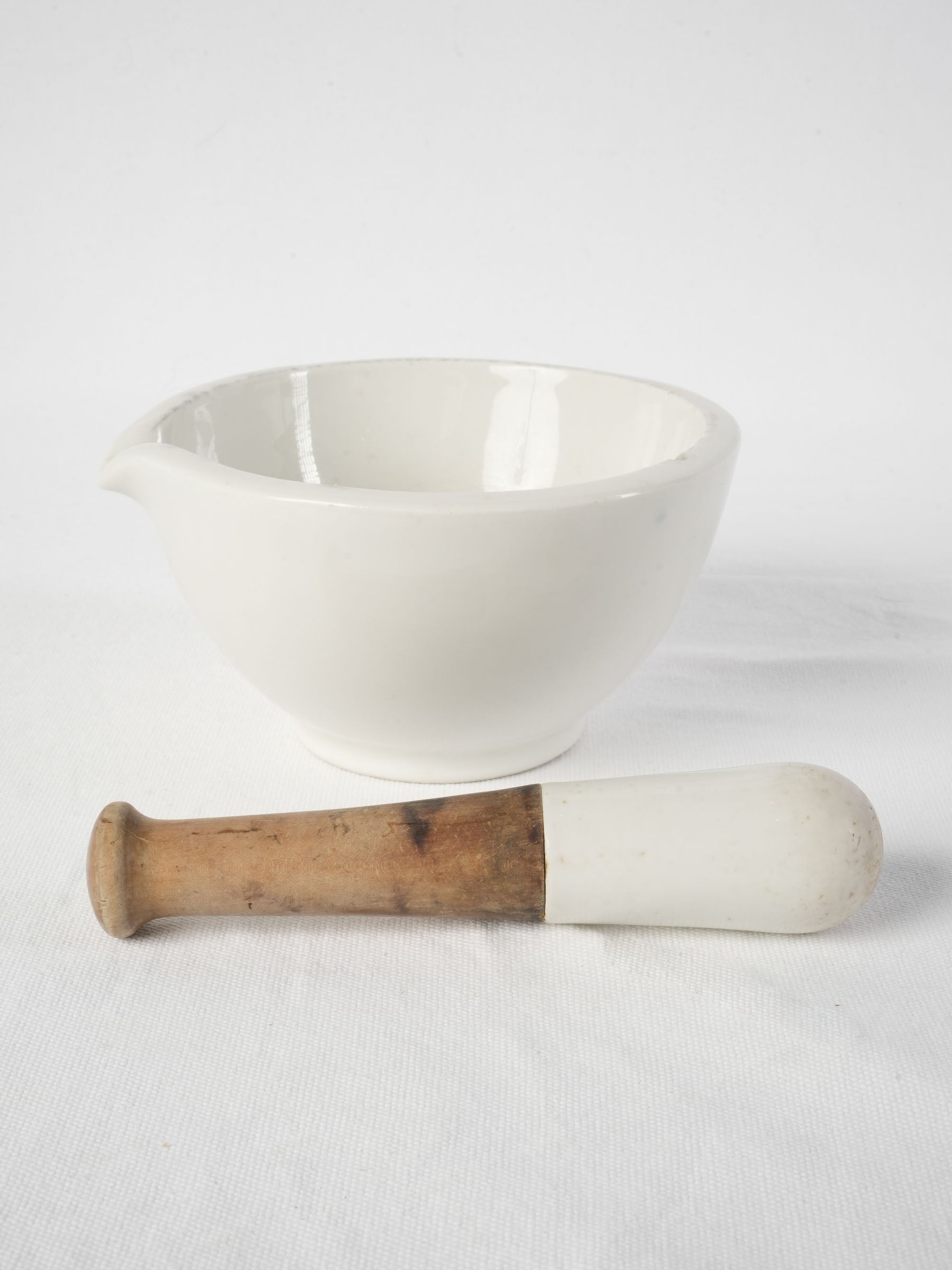 Early 20th-Century Bayeux Ceramic Pharmacy Mortar and Pestle - 7½" diameter