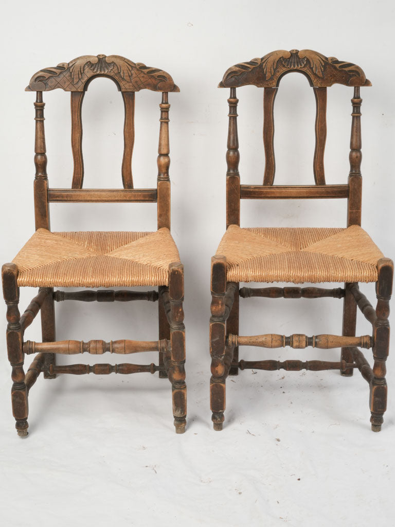 Charming vintage rush seat chairs
