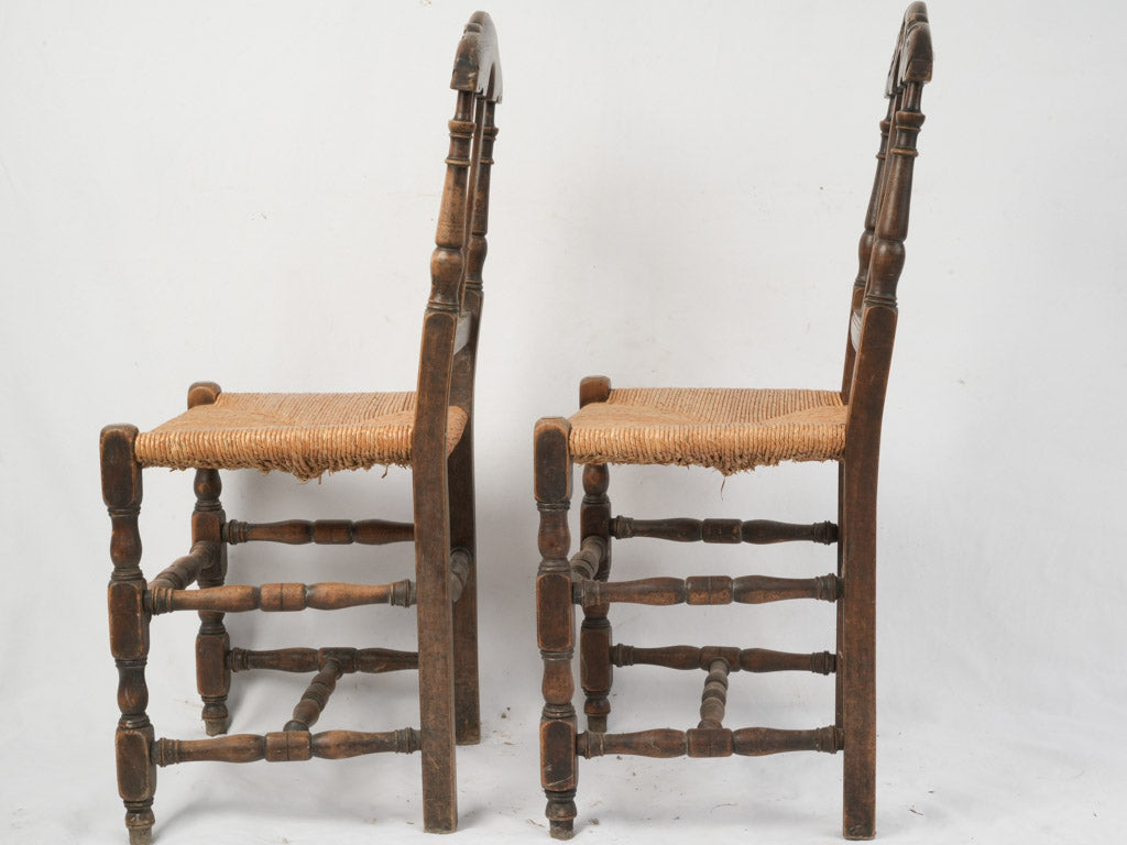 Rustic beechwood rush seat chairs