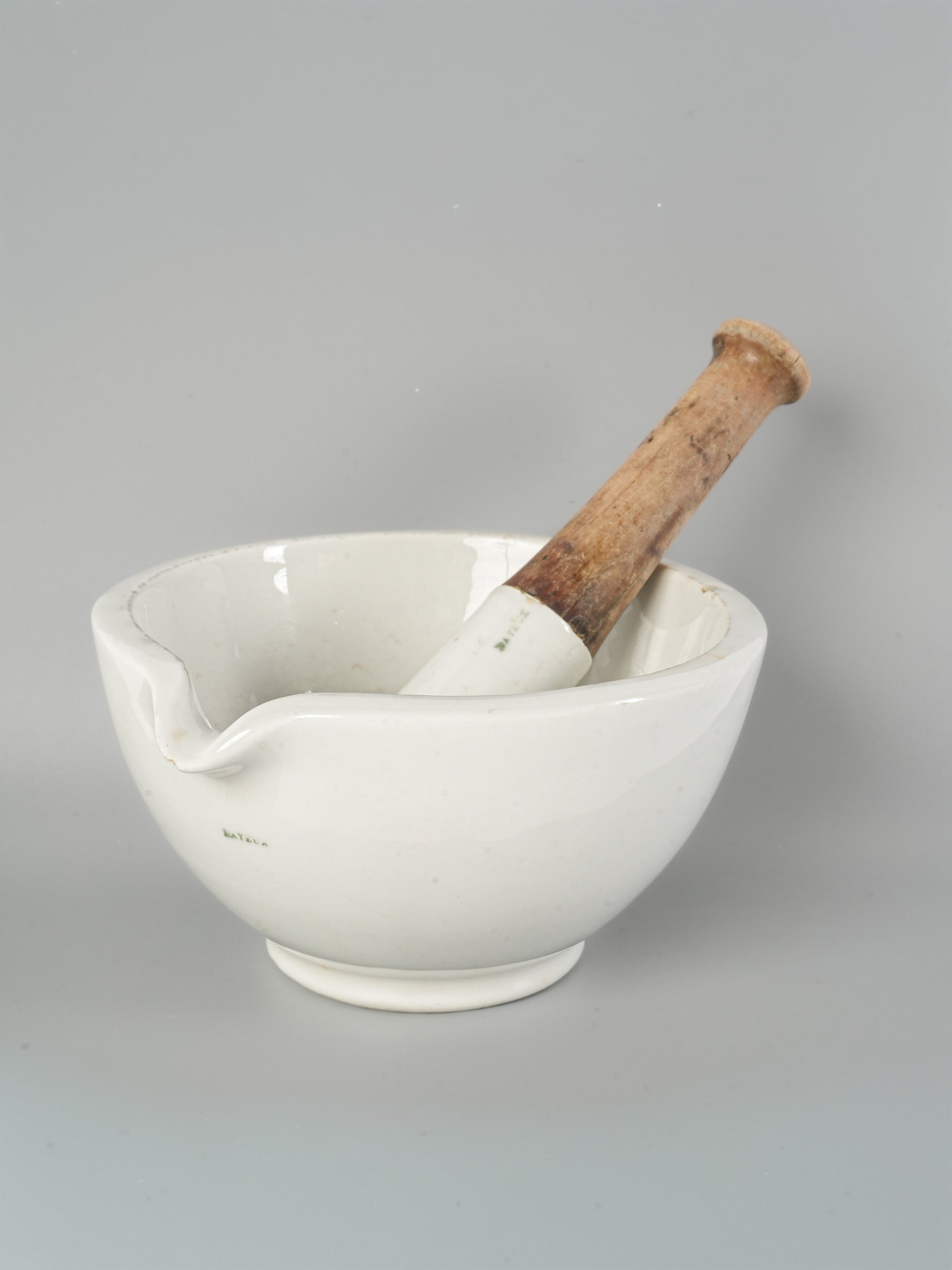 Early 20th-Century Bayeux Ceramic Pharmacy Mortar and Pestle - 7½" diameter