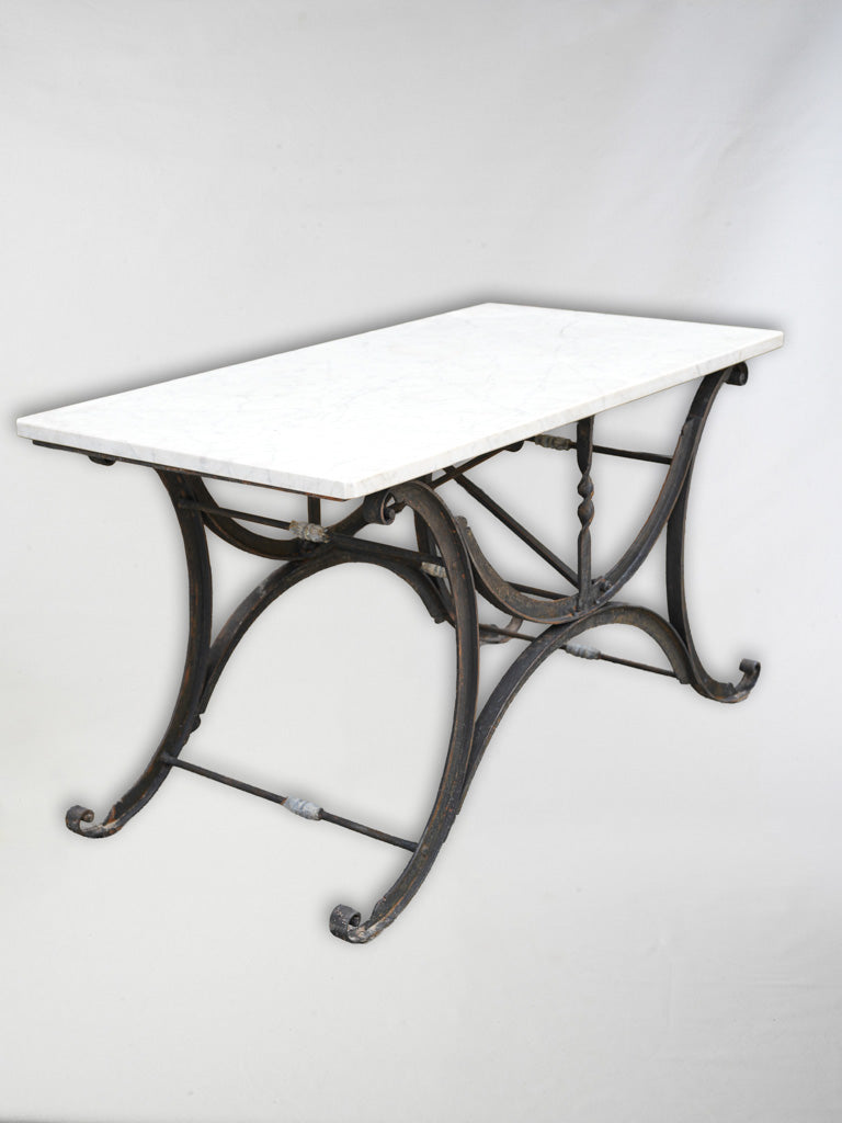 Beautiful Antique Wrought Iron and Marble Butcher’s Table - 30¼" x 52¾"