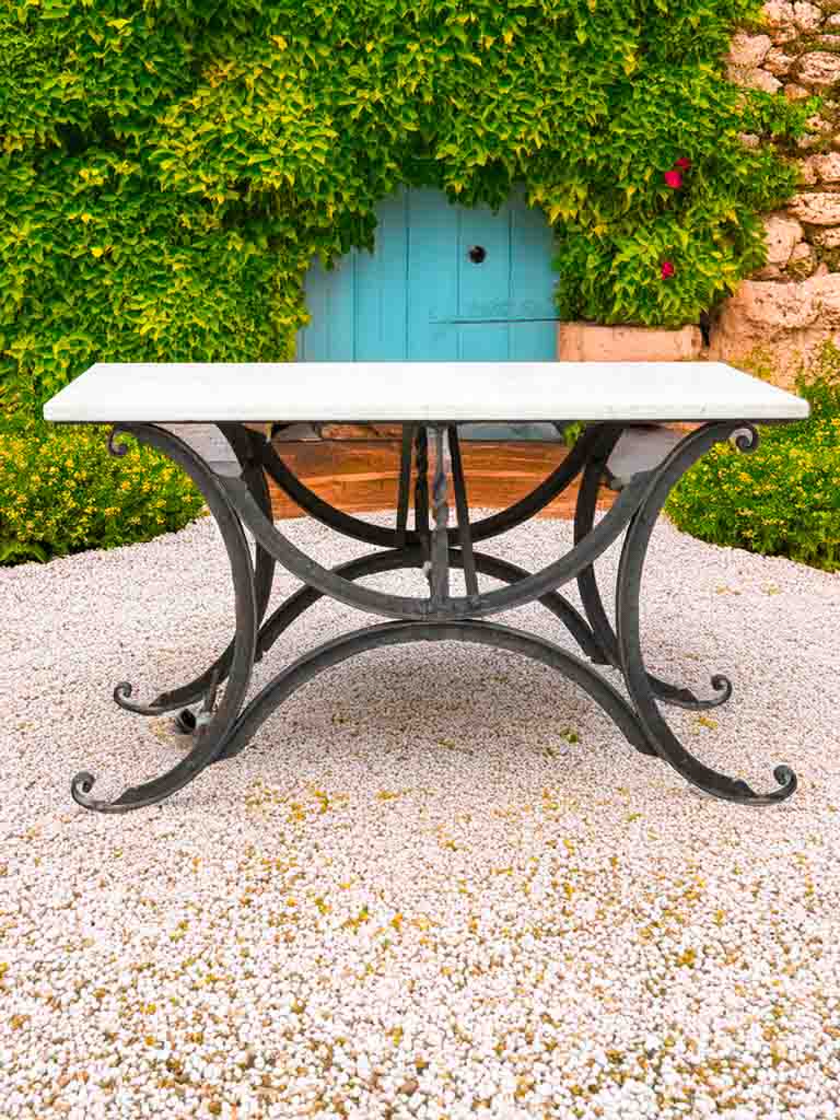 Beautiful Antique Wrought Iron and Marble Butcher’s Table - 30¼" x 52¾"