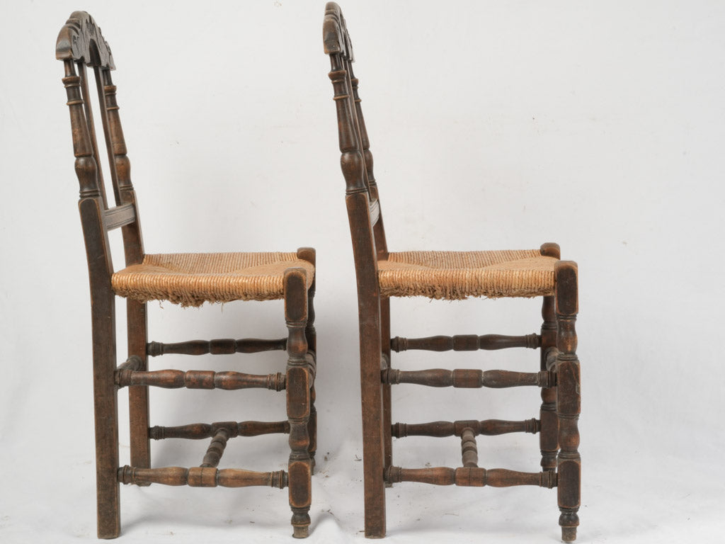 Traditional beechwood rush seat chairs