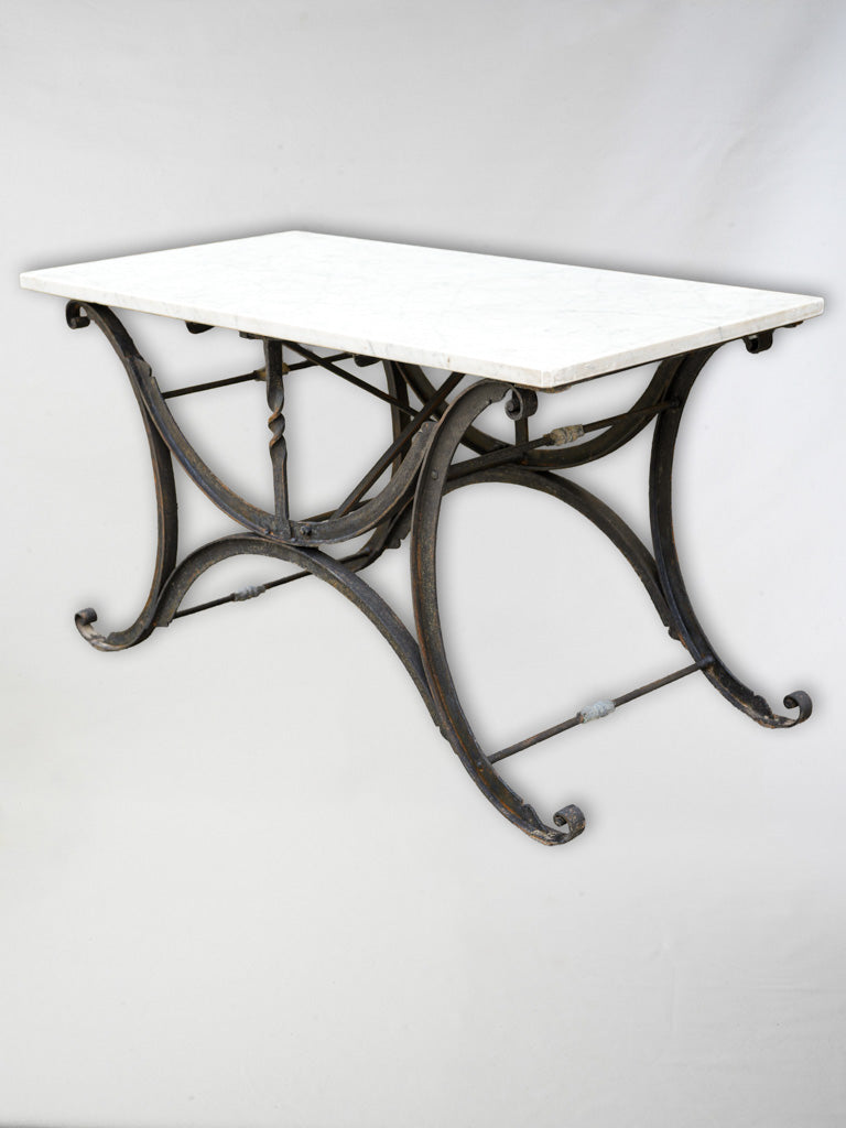 Beautiful Antique Wrought Iron and Marble Butcher’s Table - 30¼" x 52¾"