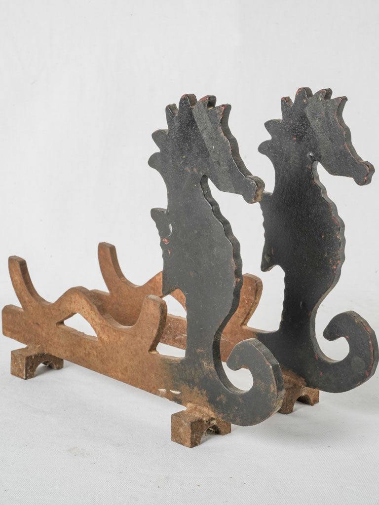 Vintage French seahorse andirons
