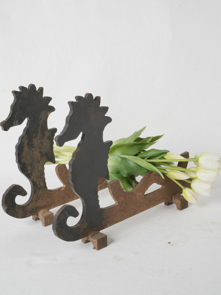 High-quality wrought iron sea-themed andirons