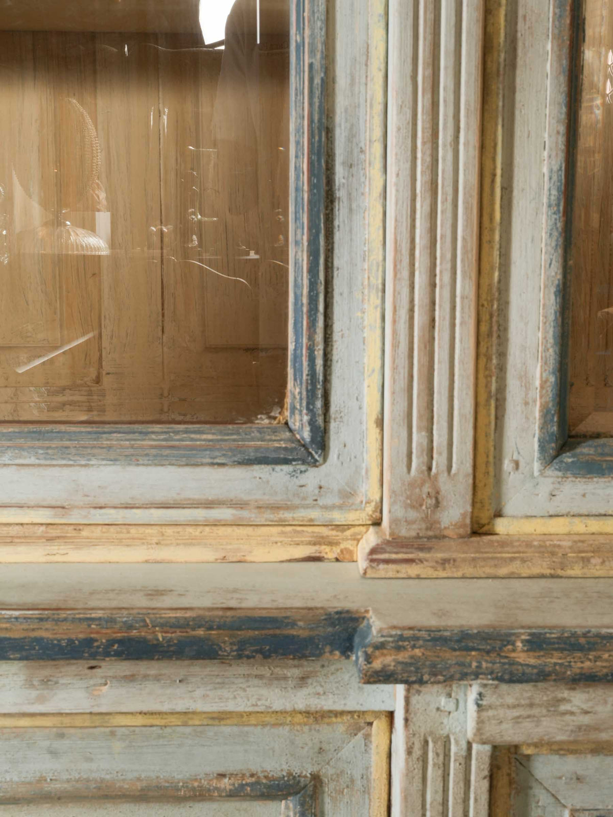 Large 1970s Provençal-Style Display Cabinet w/ Aged Polychrome Finish - 85" x 72½"
