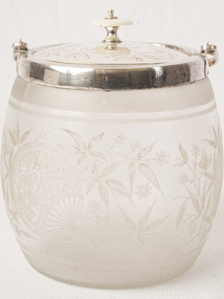 Japonisme decorated glass biscuit container