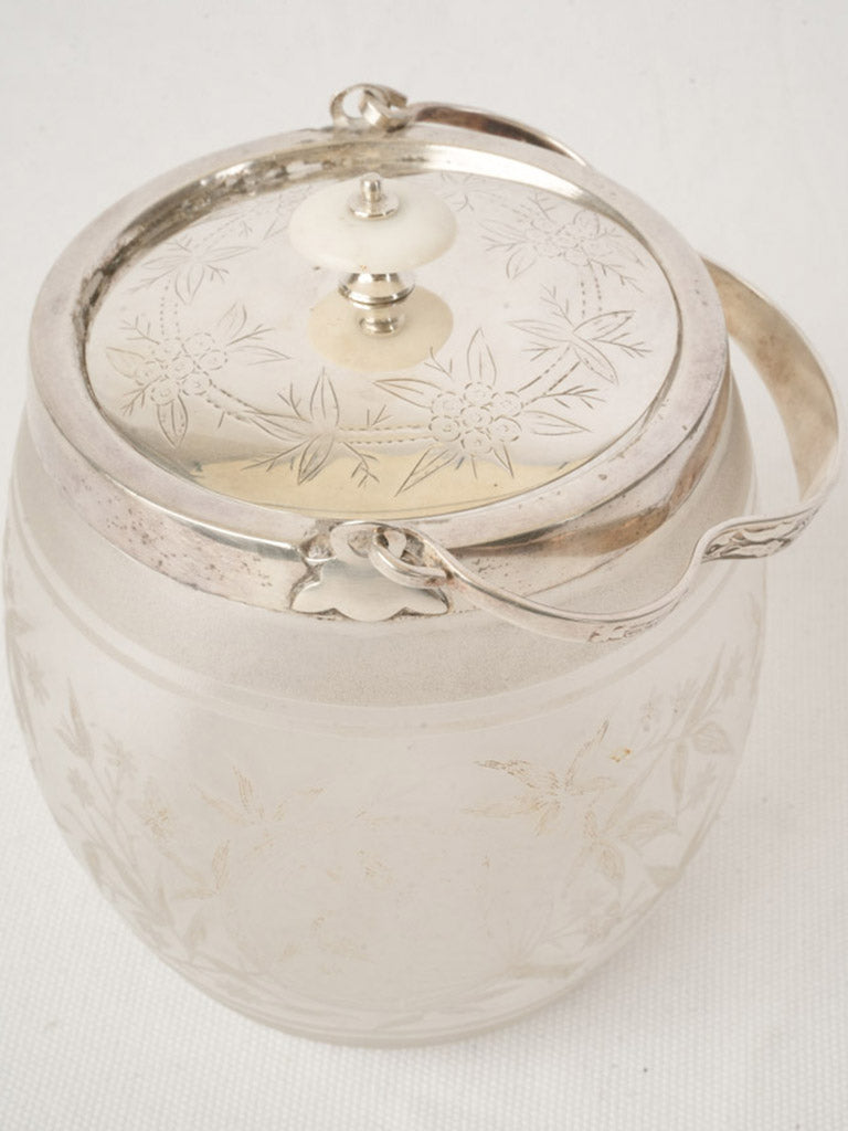 Elegant porcelain-topped biscuit jar