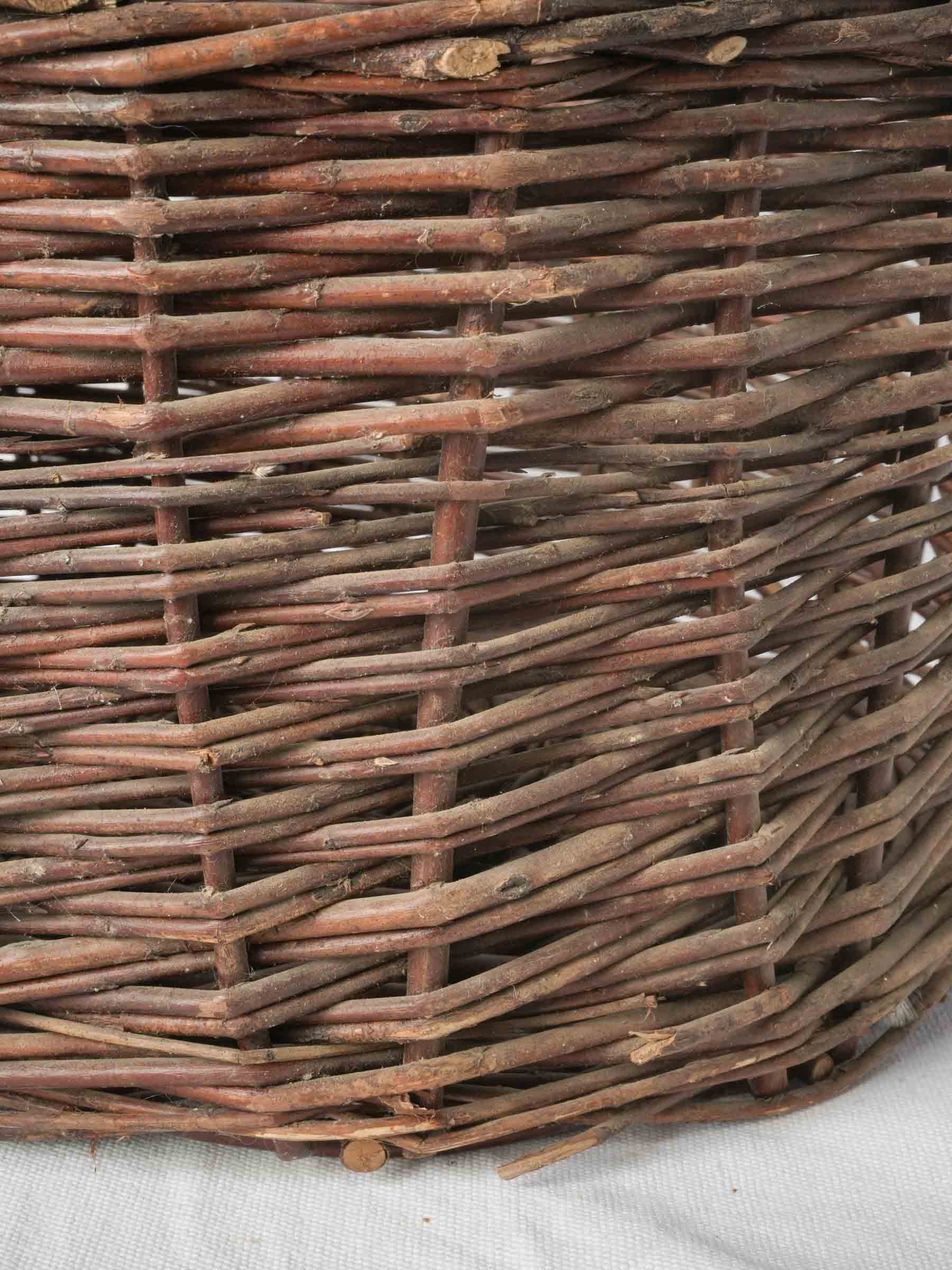 Small Handwoven French Wicker Basket with Twin Handles - 17¼" diam.