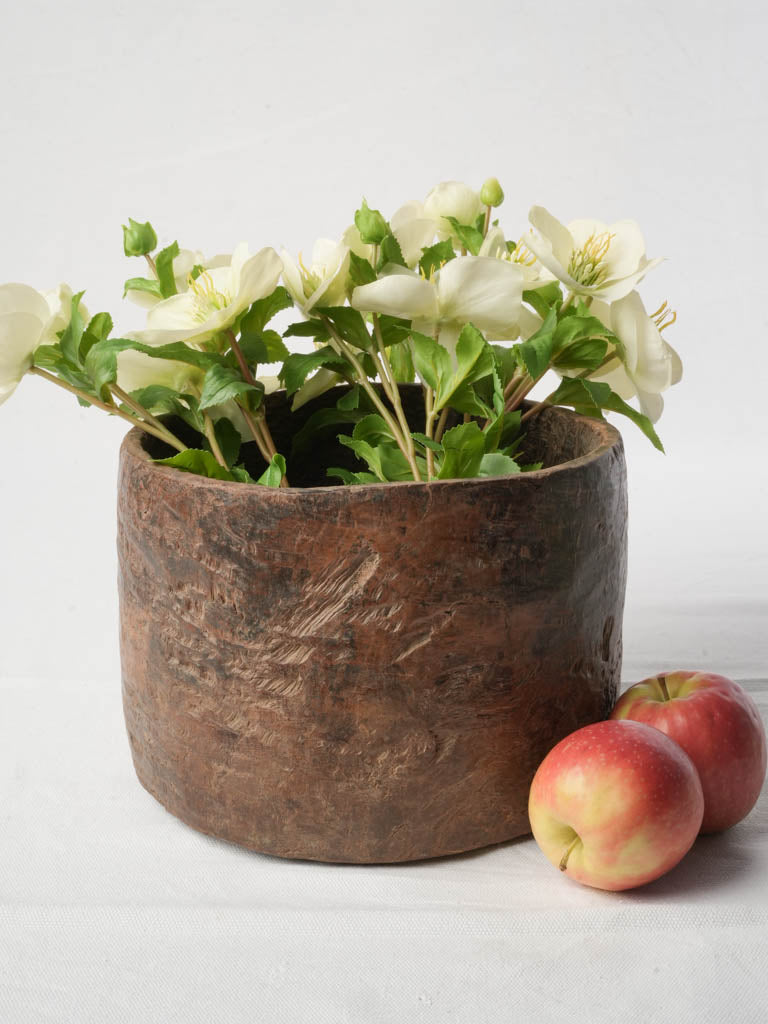 Weathered folk art wooden pot