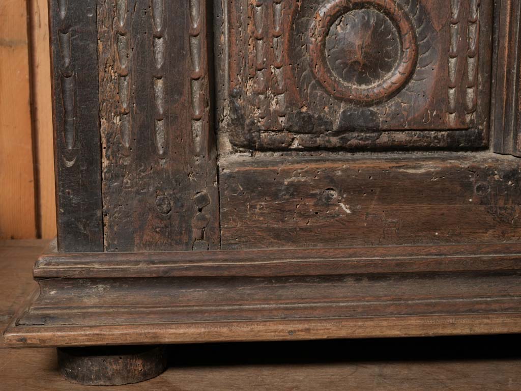Rustic French Mountain Chest w/ Carved Folk Motifs c.1800 - 26" x 45"