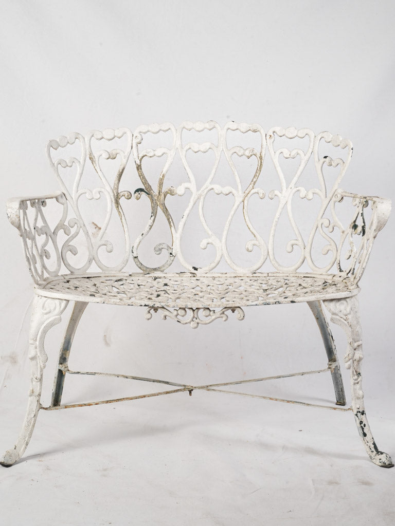 White patina charming petite bench  