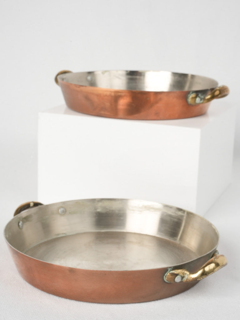 Vintage elegant copper gratin pans