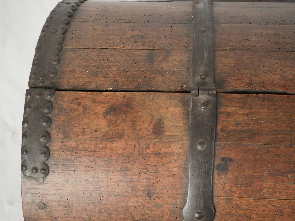 Authentic, aged rustic chest | Antique Chest with Forged Hardware – Inherited by Lucienne Lazon, Creator of the Palme d'Or 27¼" x 50¾