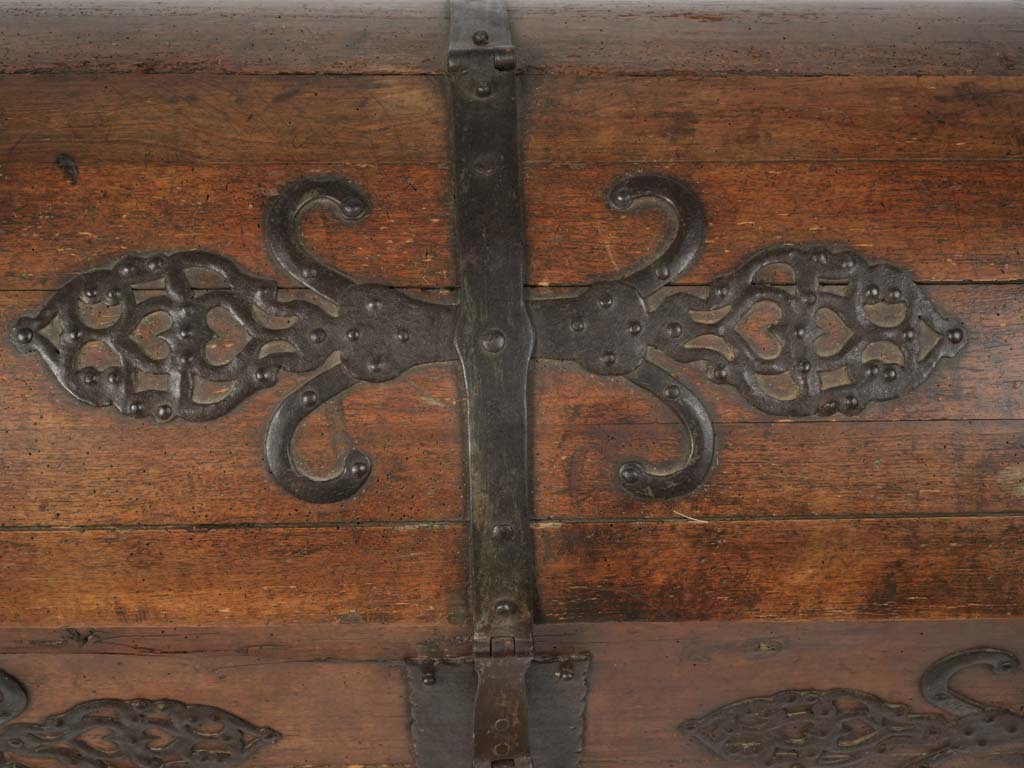 Exquisite, robust treasure chest | Antique Chest with Forged Hardware – Inherited by Lucienne Lazon, Creator of the Palme d'Or 27¼" x 50¾