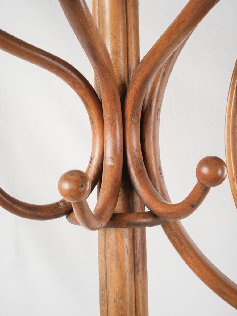 Graceful curved wooden coat tree