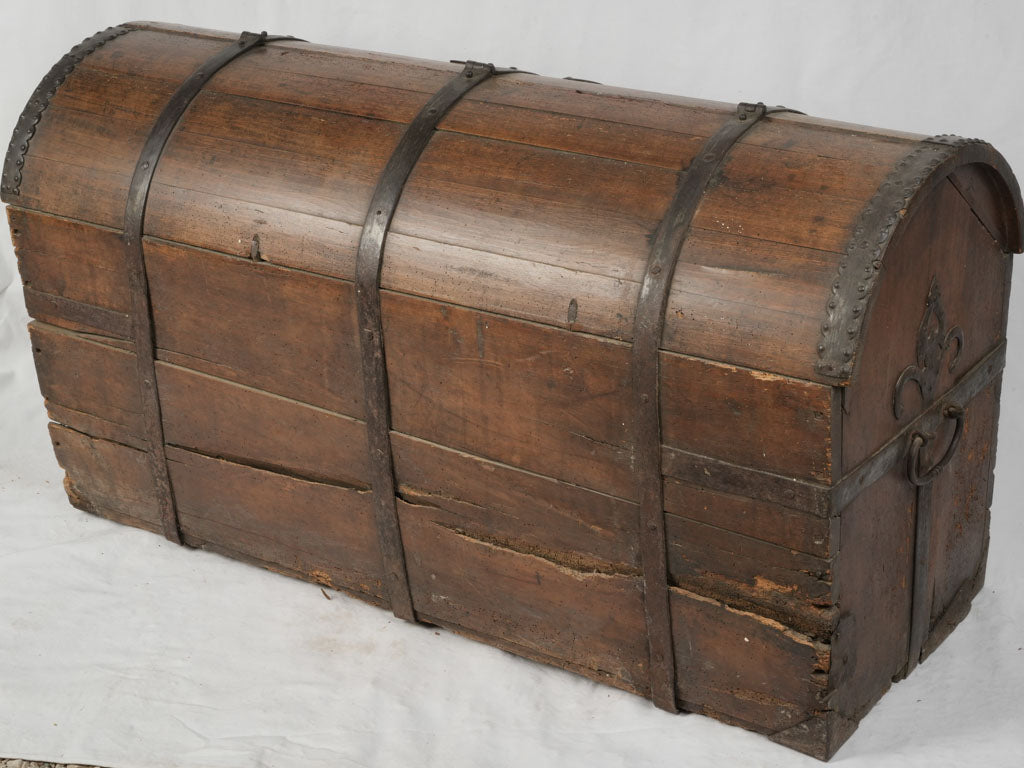 Historic, aged rustic chest | Antique Chest with Forged Hardware – Inherited by Lucienne Lazon, Creator of the Palme d'Or 27¼" x 50¾