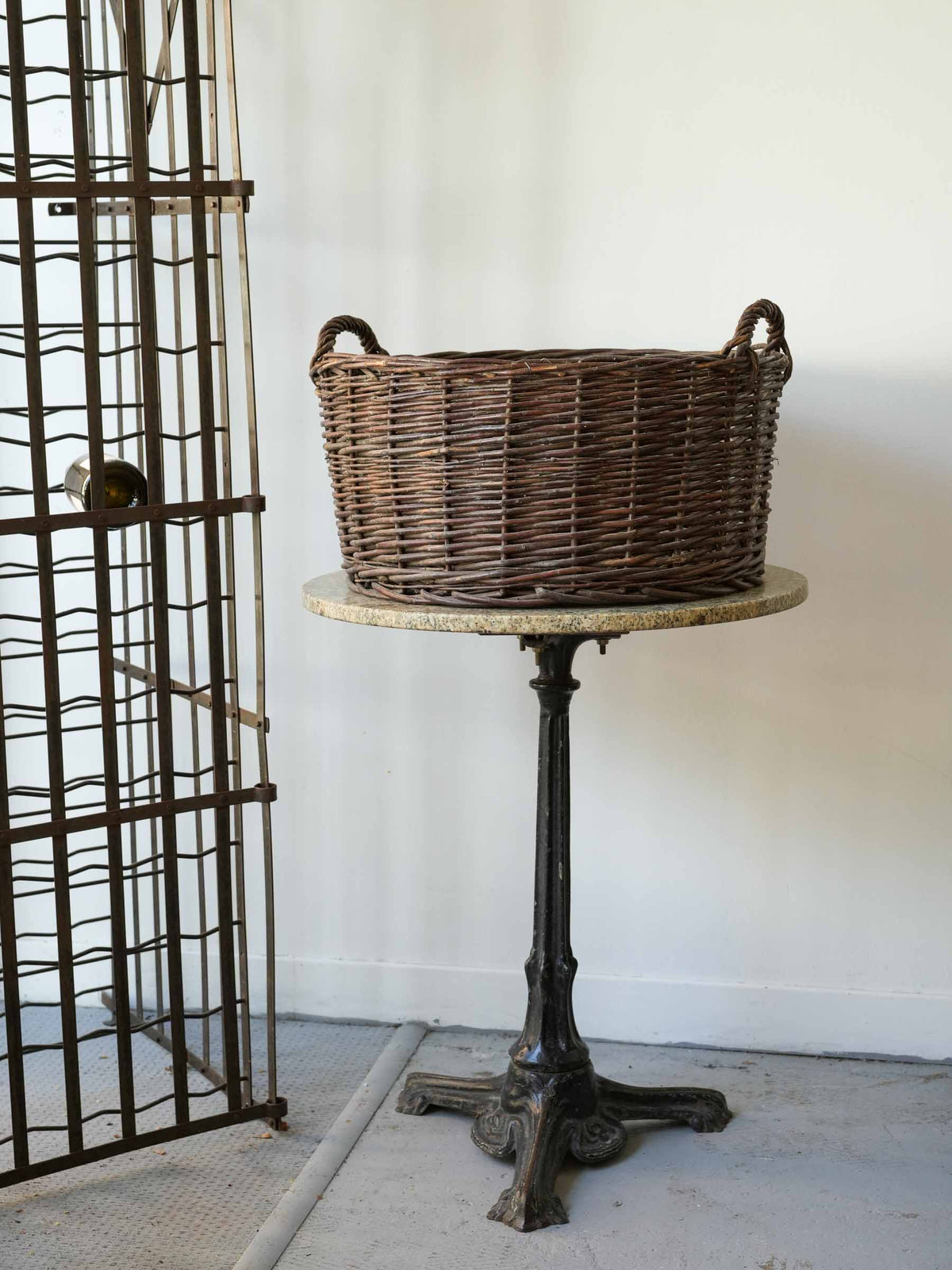 Handcrafted French willow storage basket
